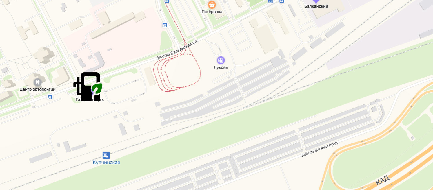 Схема проезда до заправки ПАГЗ (Метан) Санкт-Петербург 