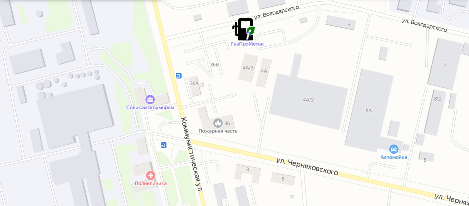 Схема проезда до заправки АГНКС (Метан Сити) Соликамск 